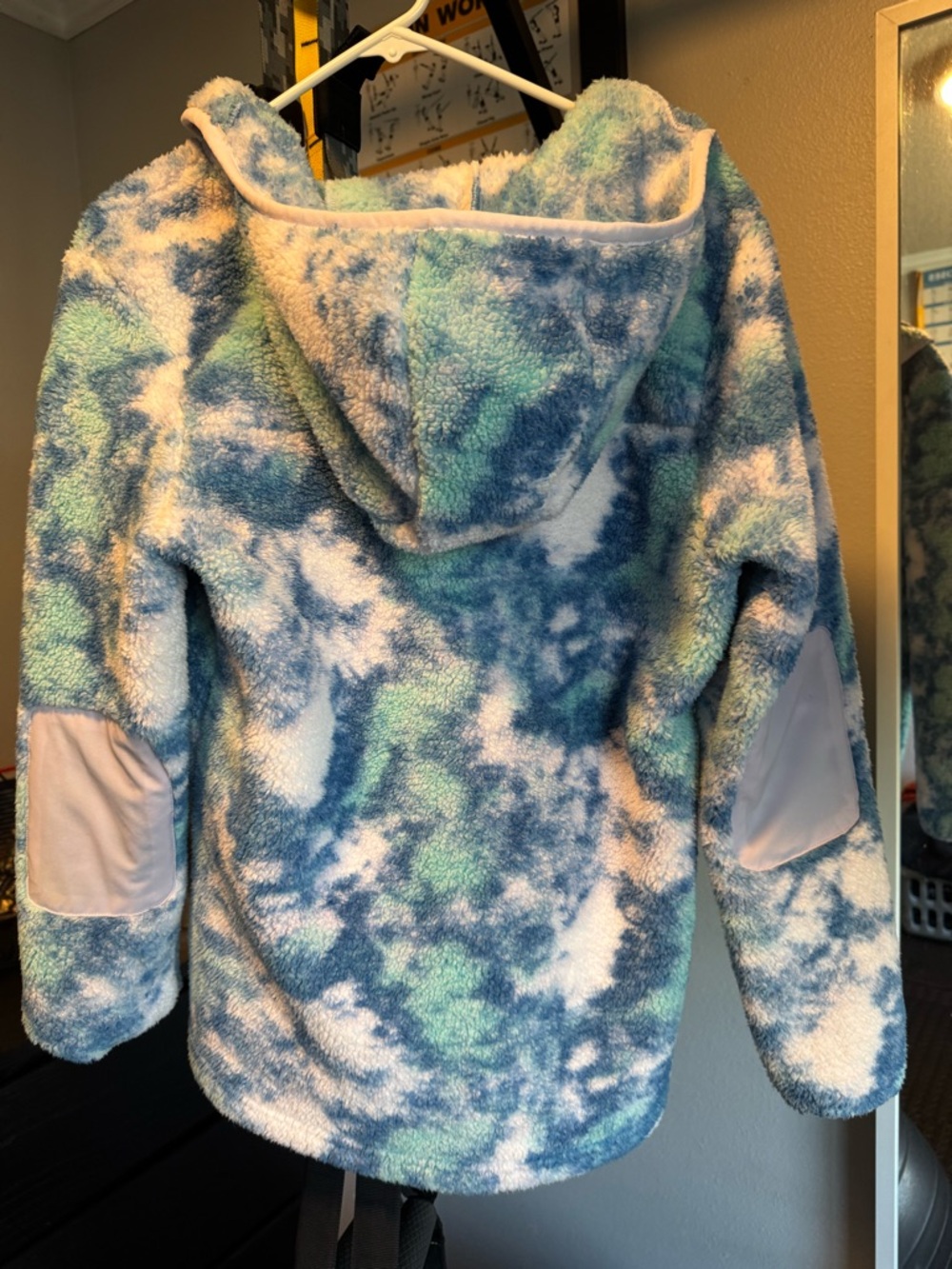The North Face Blue, White and Green Tie-Dye Sherpa Half-Zip Pullover - Picture 2 of 3
